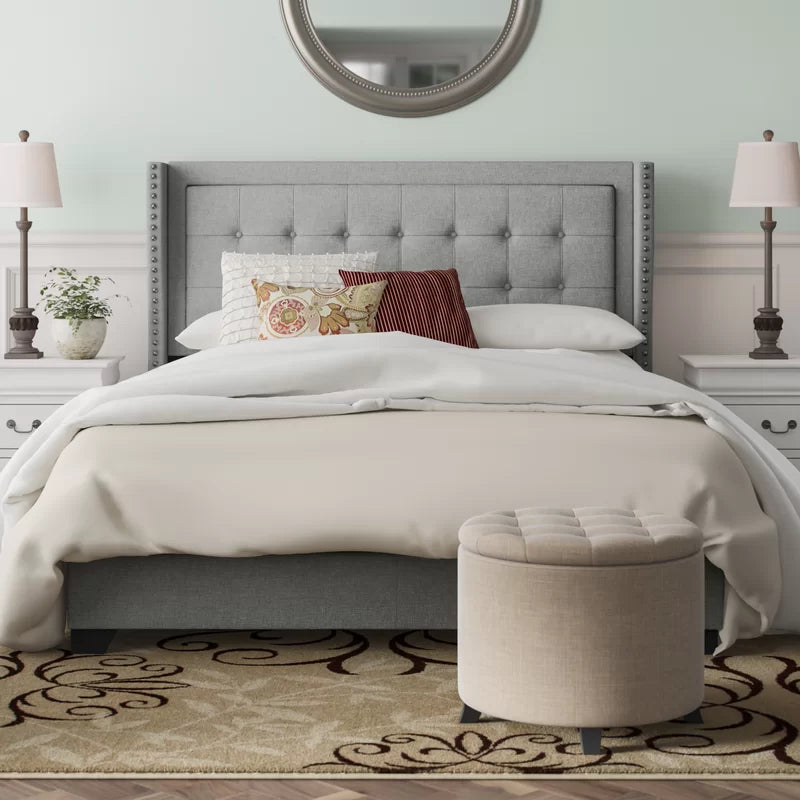 Single Bed: Upholstered Bed Gray