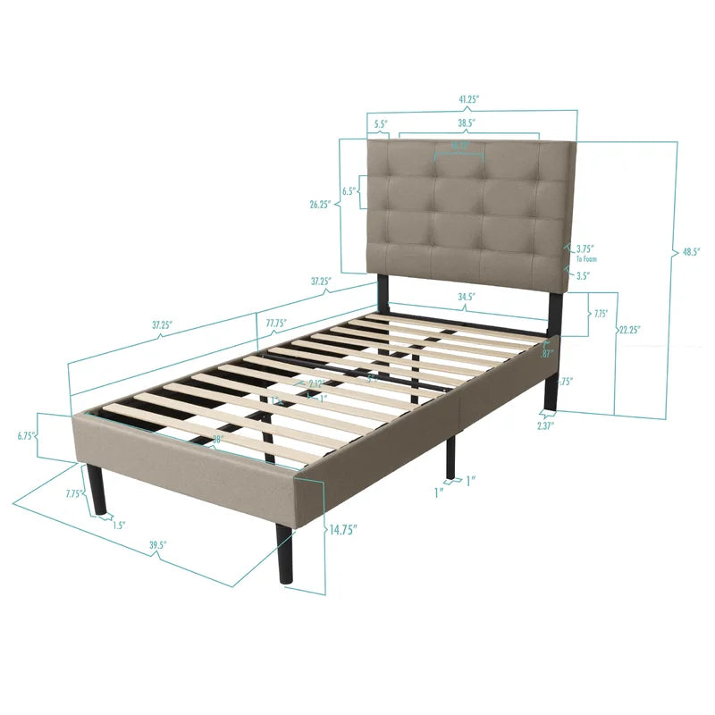 Single Bed: Upholstered Bed Modern Design
