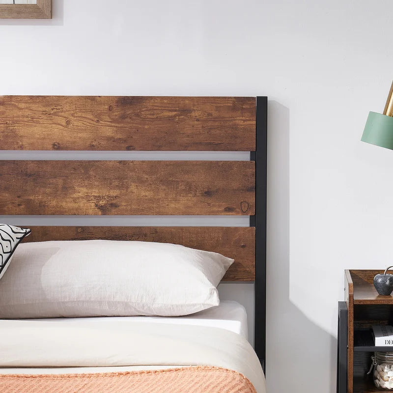 Single Bed: Wooden Bed Brown