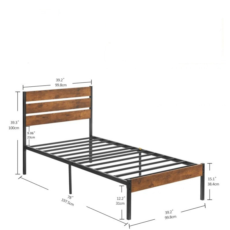 Single Bed: Wooden Bed Brown