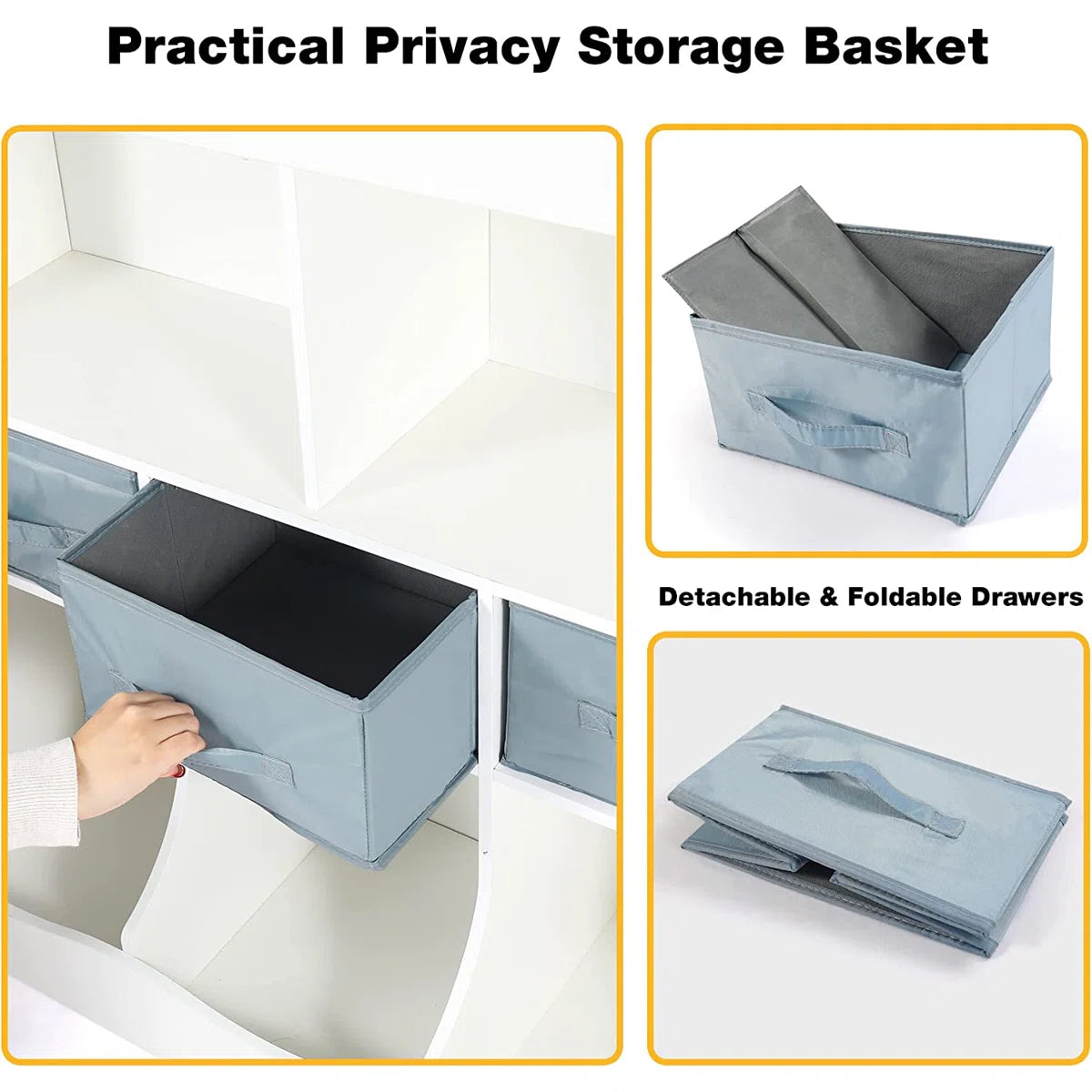 Kids Toy Storage Unit: 5-Compartment Organiser with Drawers – White Particleboard