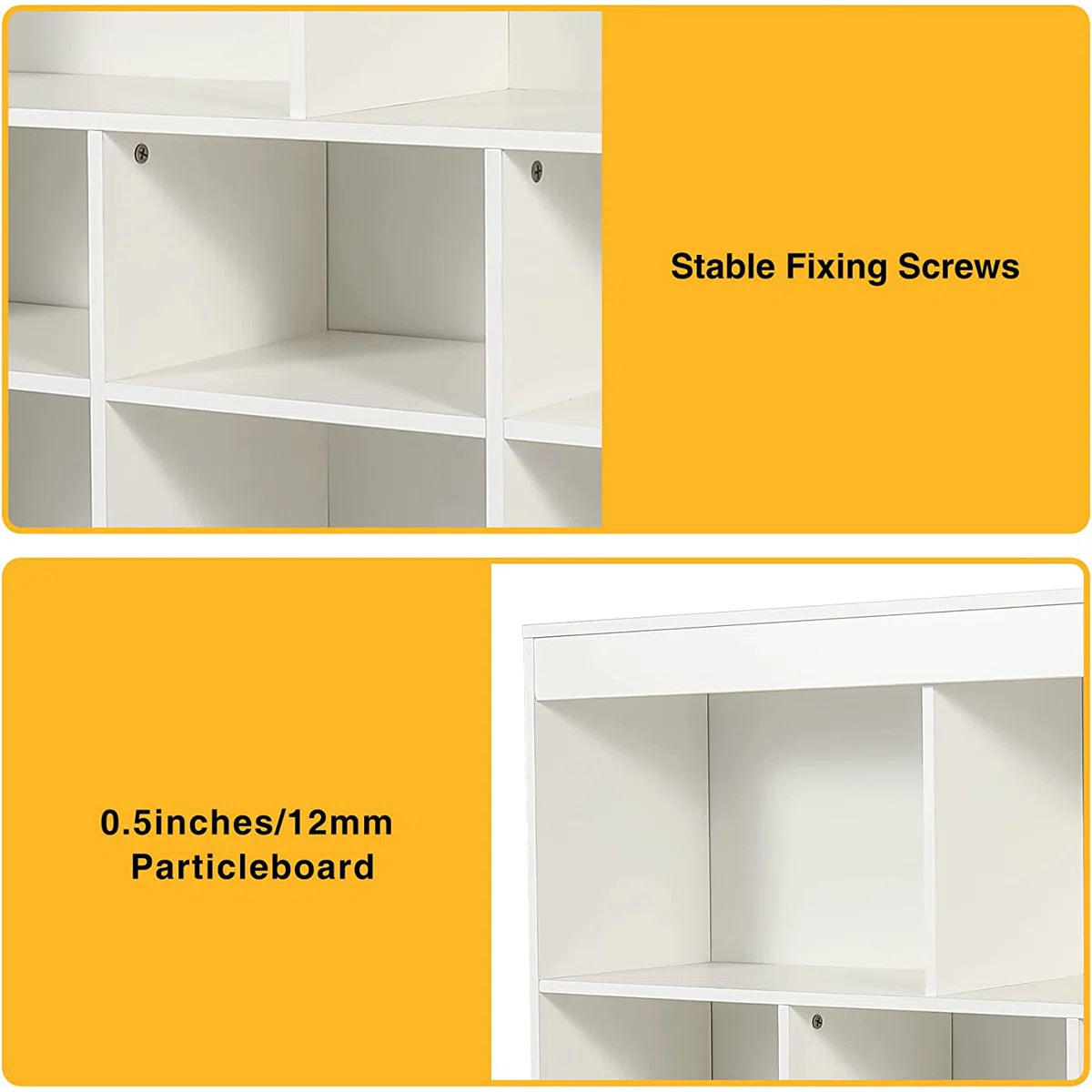 Kids Toy Storage Unit: 5-Compartment Organiser with Drawers – White Particleboard