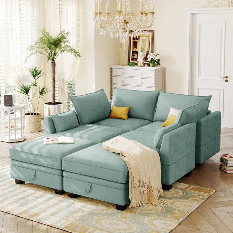 Sofa Bed: 115'' Upholstered L Shape Sofa Cum Bed