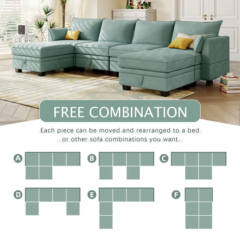 Sofa Bed: 115'' Upholstered L Shape Sofa Cum Bed