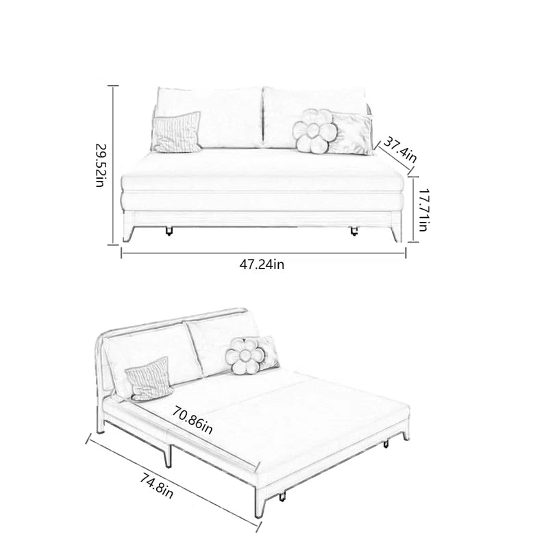 Sofa Bed: 47.24'' Upholstered Sleeper Sofa Cum Bed