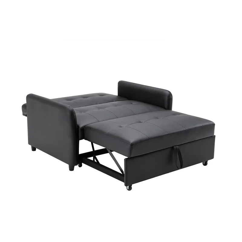 Sofa Bed: 51.5'' Leather Sleeper Sofa Cum Bed