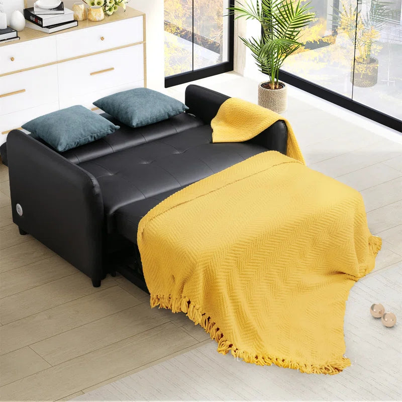 Sofa Bed: 52'' Leather Sleeper Sofa Cum Bed