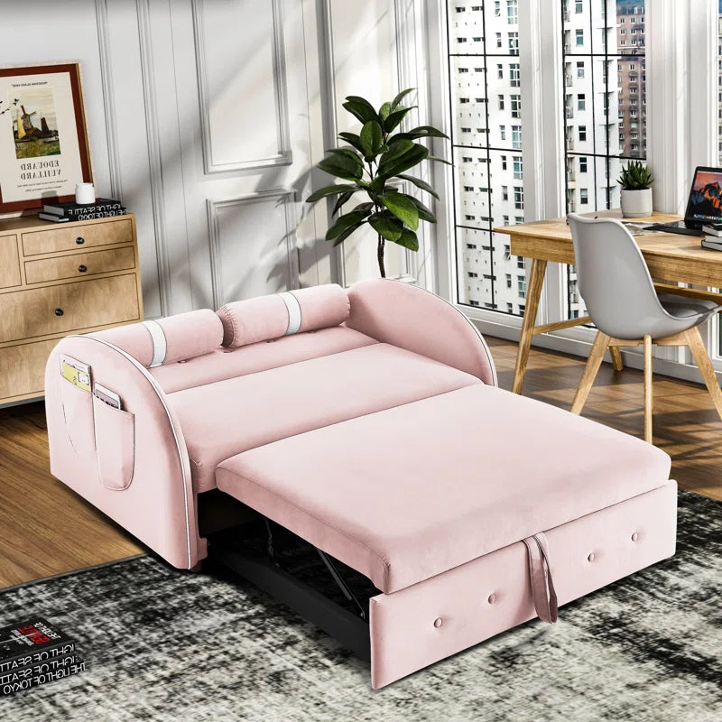 Sofa Bed: 55.5'' Upholstered Sleeper Sofa Cum Bed