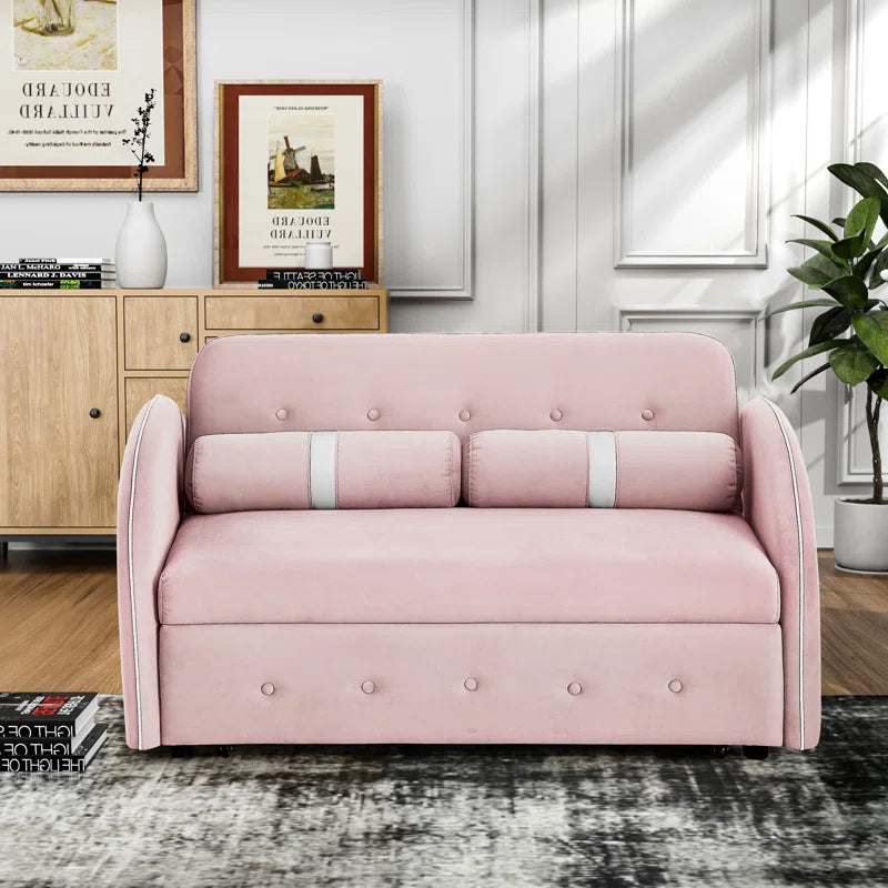 Sofa Bed: 55.5'' Upholstered Sleeper Sofa Cum Bed