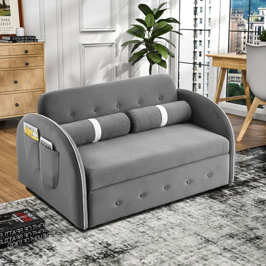 Sofa Bed: 55.5'' Upholstered Sleeper Sofa Cum Bed