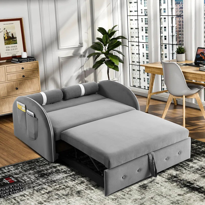 Sofa Bed: 55.5'' Upholstered Sleeper Sofa Cum Bed