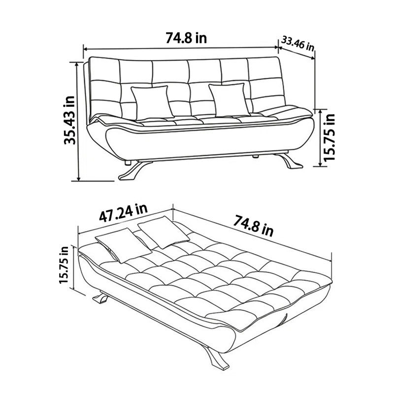 Sofa Bed: 74.8'' Upholstered Sofa Cum Bed