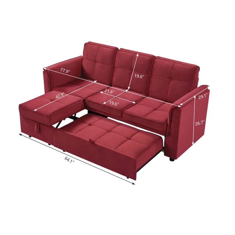 Sofa Bed: 78.2'' Upholstered L Shape Sofa Cum Bed