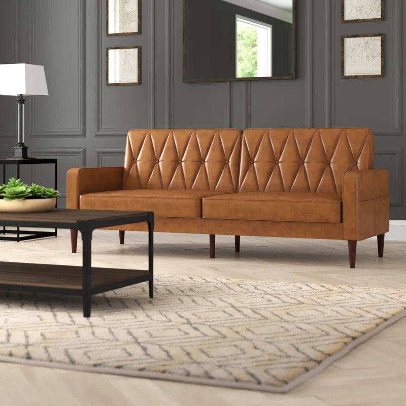 Sofa Bed: 79.4'' Leather Sofa Cum Bed
