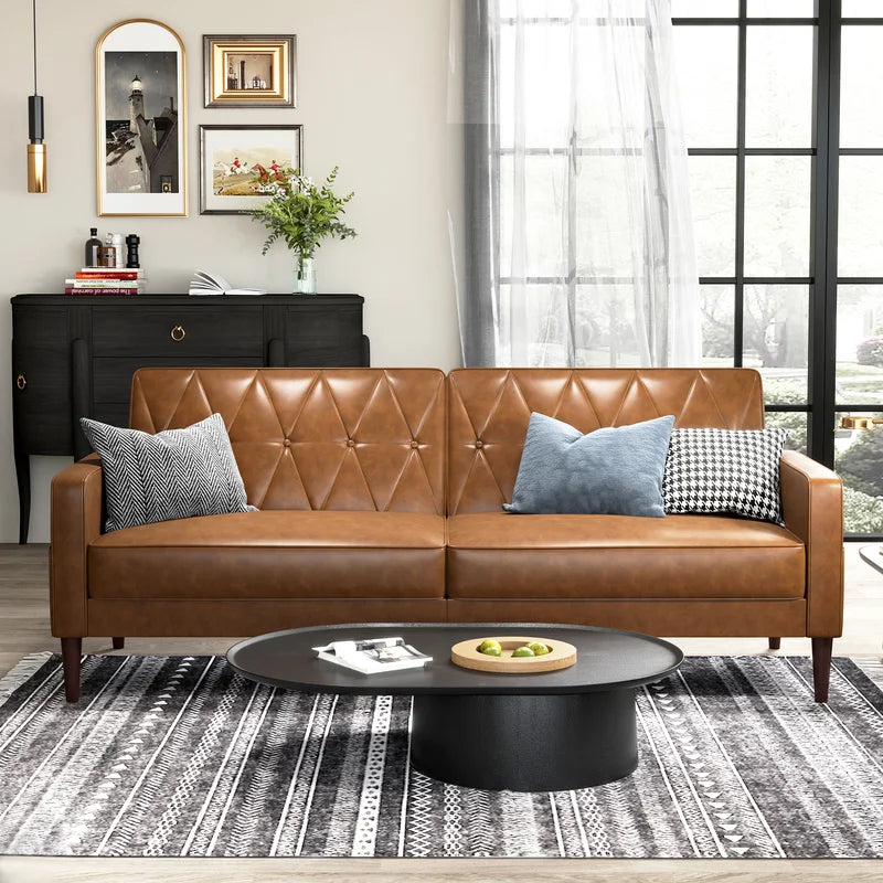 Sofa Bed: 79.4'' Leather Sofa Cum Bed