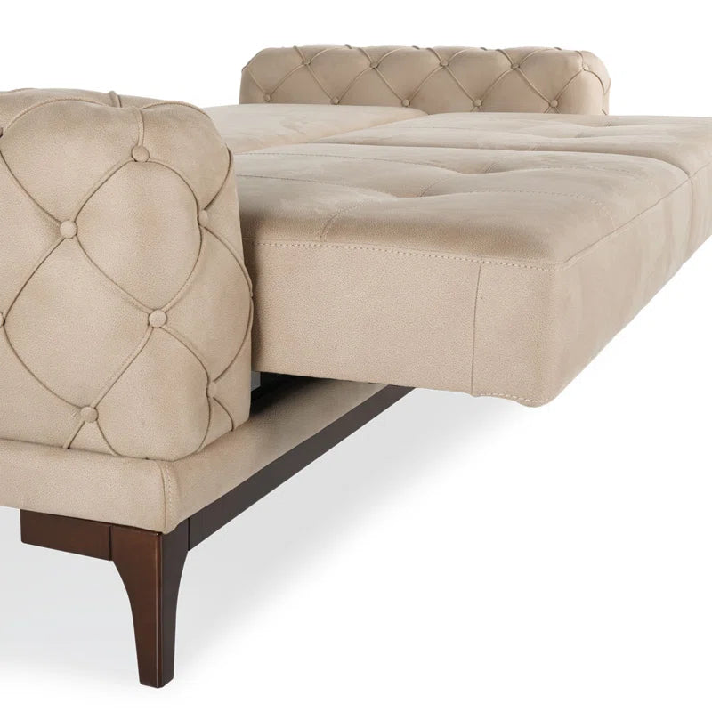 Sofa Bed: 86.6'' Leather Convertible Sofa Cum Bed
