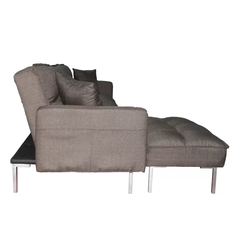 Sofa Bed: Brown Fabric L Shape Sofa Cum Bed