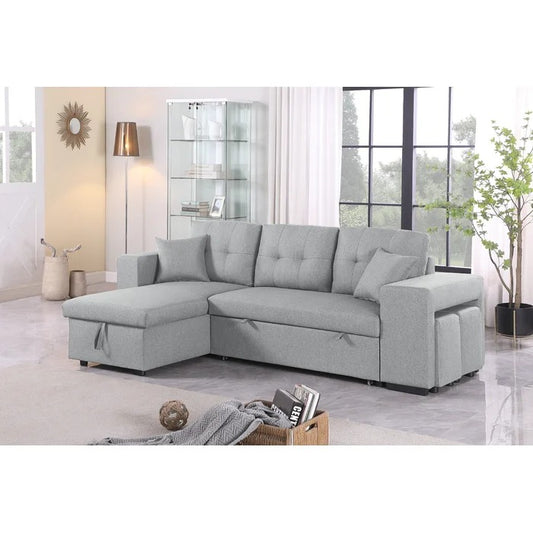 Sofa Cum Bed: Light Grey L Shape Sofa Cum Bed