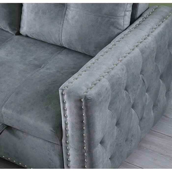 Sofa Cum Bed: Modern Wood Armrests, Full Size