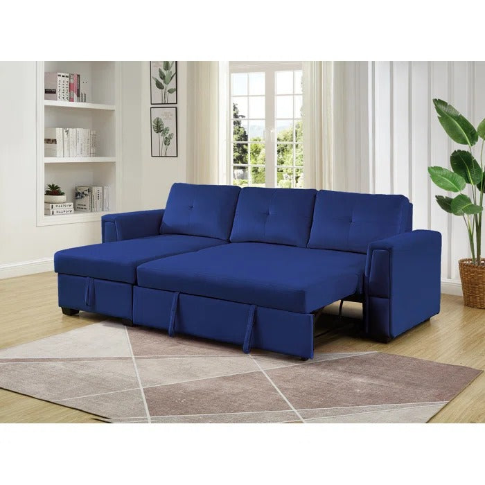 Sofa Cum Bed: Wide Velvet Reversible Sleeper Sofa & Chaise with Storage