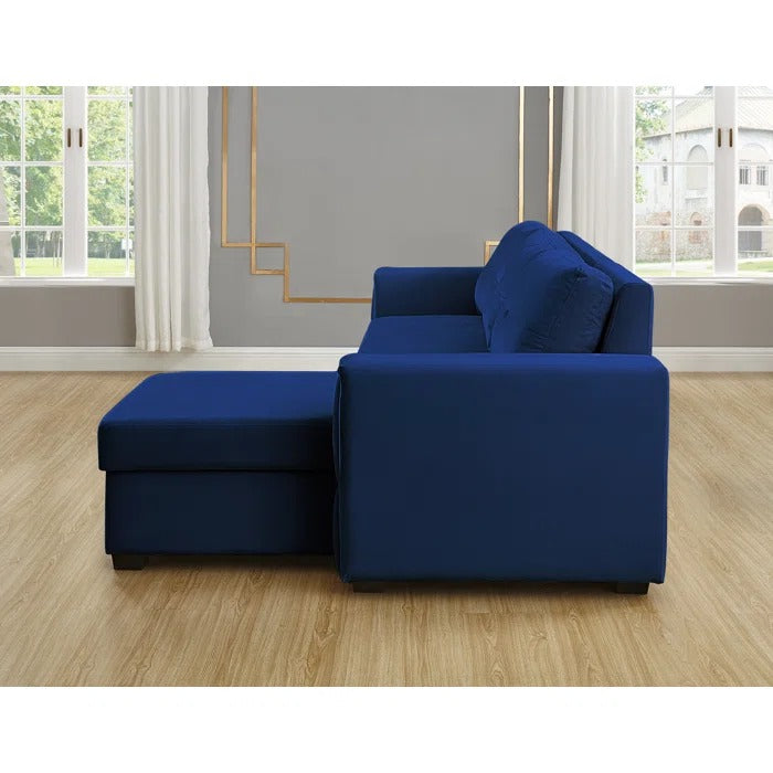 Sofa Cum Bed: Wide Velvet Reversible Sleeper Sofa & Chaise with Storage