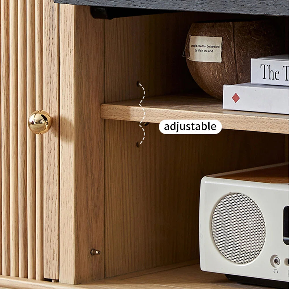 tv panel: Solid Wood tv panel with Open Shelving and No Drawers