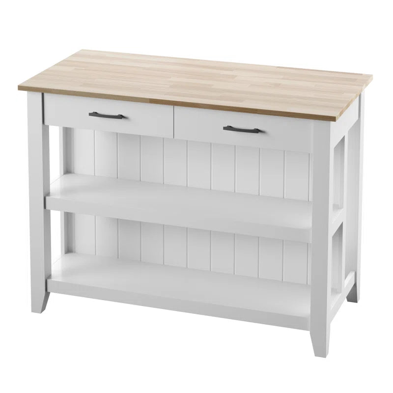Kitchen Island Table: 18.75'' Wide Counter Height Modern Farmhouse Kitchen Cart with Open Storage