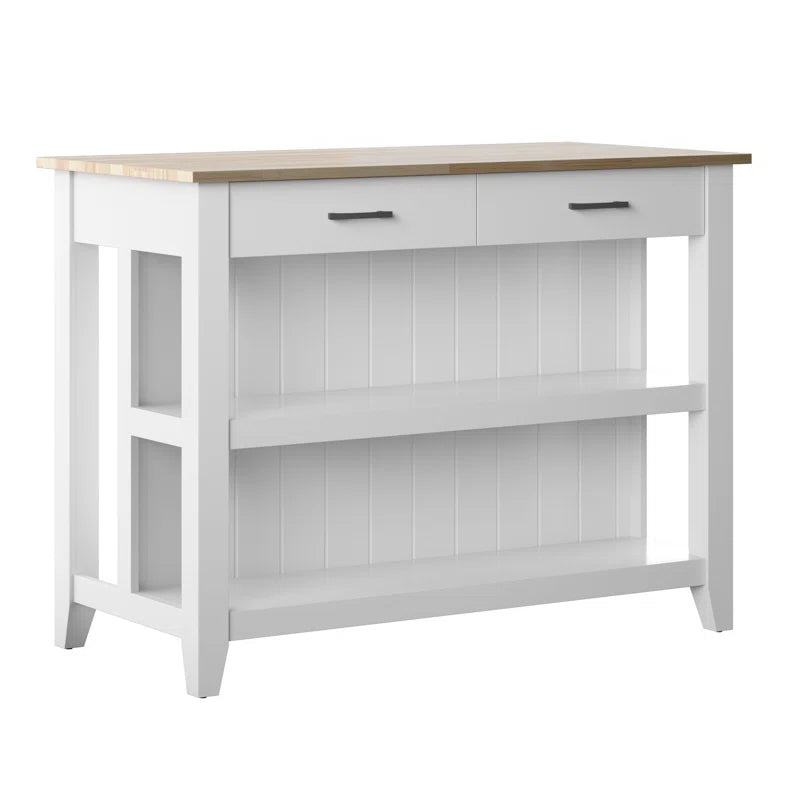 Kitchen Island Table: 18.75'' Wide Counter Height Modern Farmhouse Kitchen Cart with Open Storage
