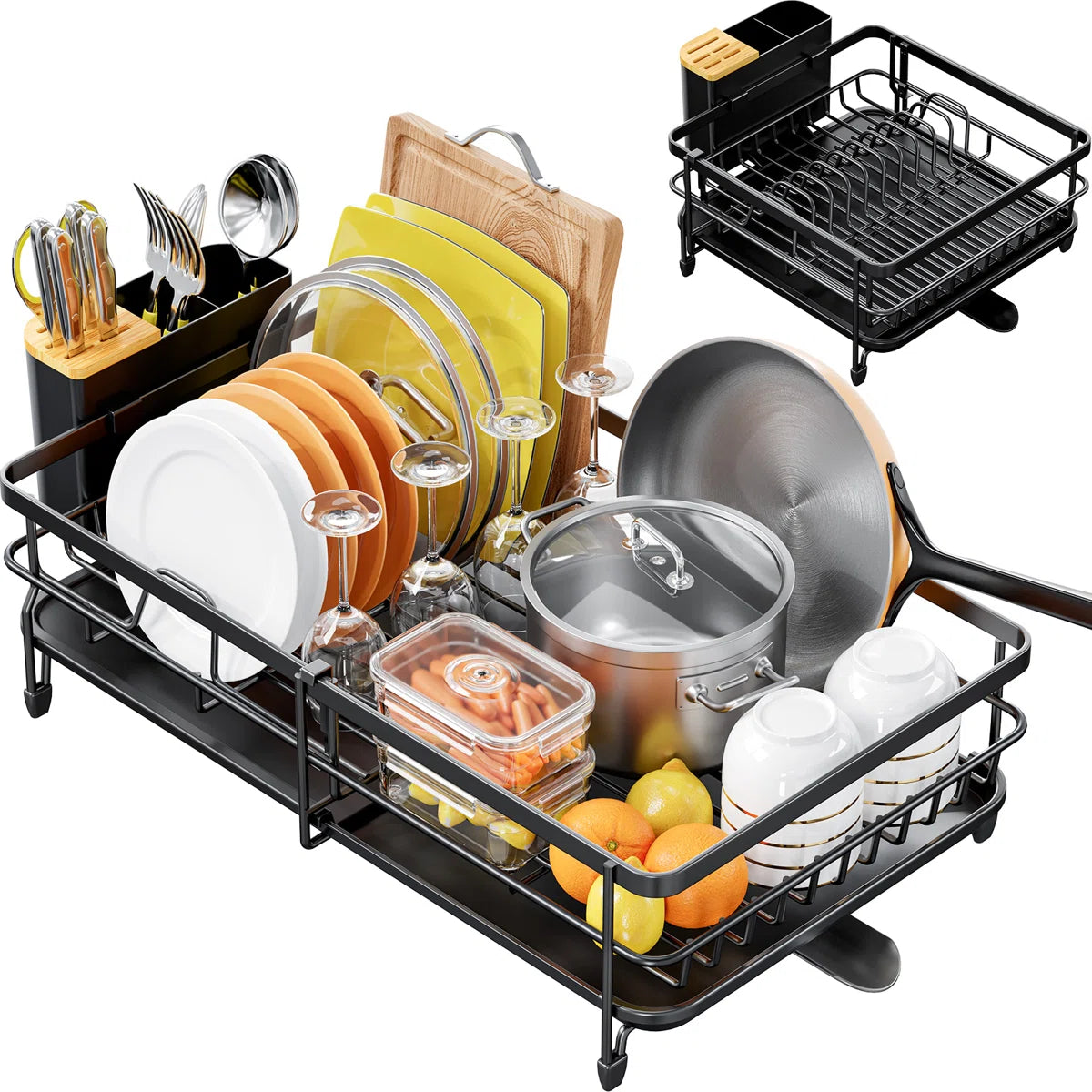 Kitchen Rack: Stainless Steel Kitchen Dish Rack, Adjustable Dish Drying Rack, Plate Rack, Extra Large Capacity Dish Drainer
