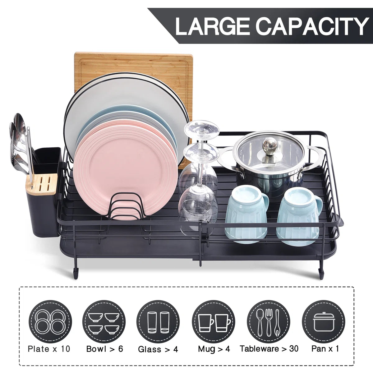 Kitchen Rack: Stainless Steel Kitchen Dish Rack, Adjustable Dish Drying Rack, Plate Rack, Extra Large Capacity Dish Drainer