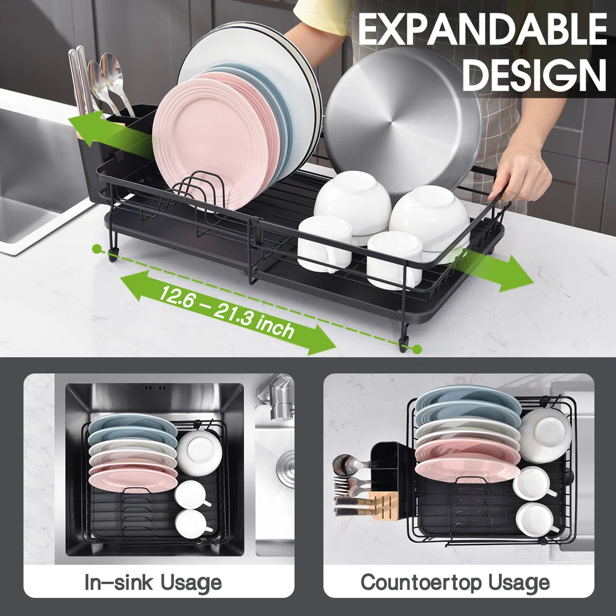 Kitchen Rack: Stainless Steel Kitchen Dish Rack, Adjustable Dish Drying Rack, Plate Rack, Extra Large Capacity Dish Drainer