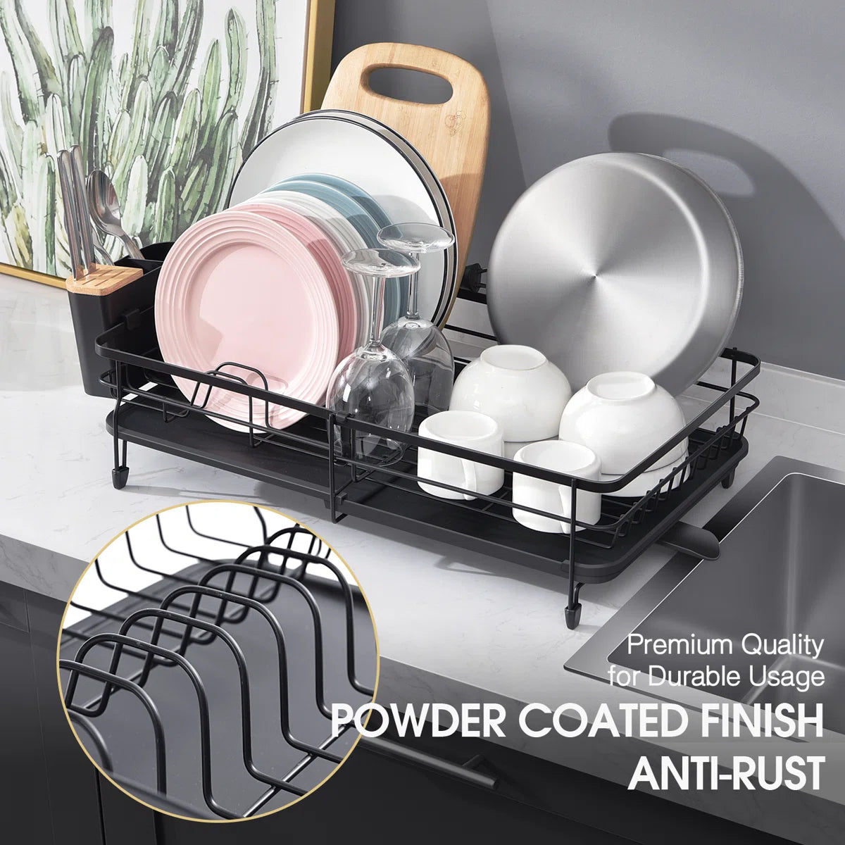 Kitchen Rack: Stainless Steel Kitchen Dish Rack, Adjustable Dish Drying Rack, Plate Rack, Extra Large Capacity Dish Drainer