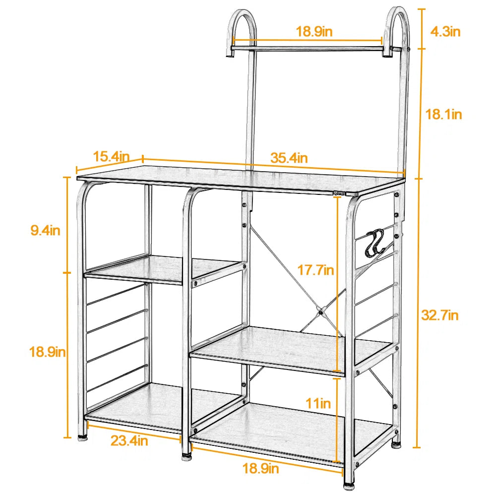 Kitchen Rack: Standard Baker's Rack Made of 35.4" Steel and Compatible with Microwave