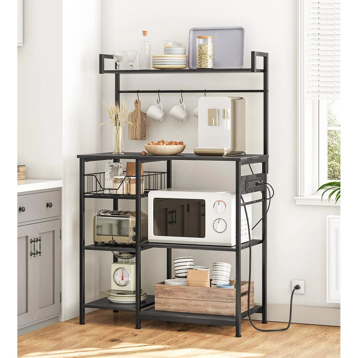 Kitchen Rack: Standard Baker's Rack Made of 35.4" Steel with Microwave Compatibility