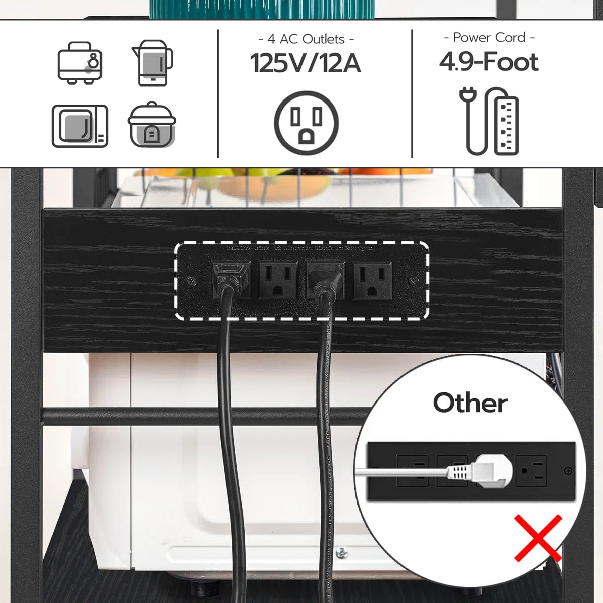 Kitchen Rack: Standard Baker's Rack Made of 35.4" Steel with Microwave Compatibility
