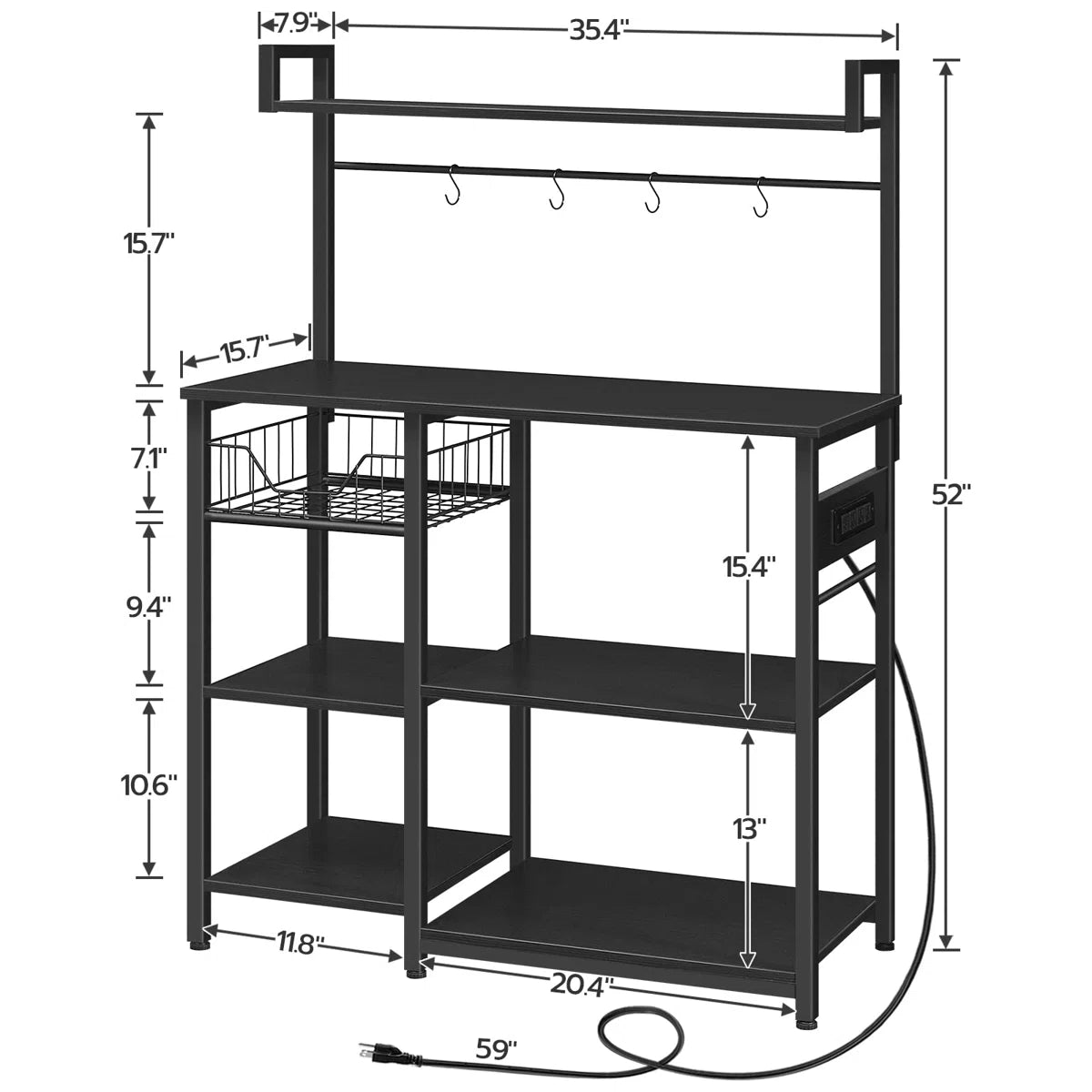 Kitchen Rack: Standard Baker's Rack Made of 35.4" Steel with Microwave Compatibility