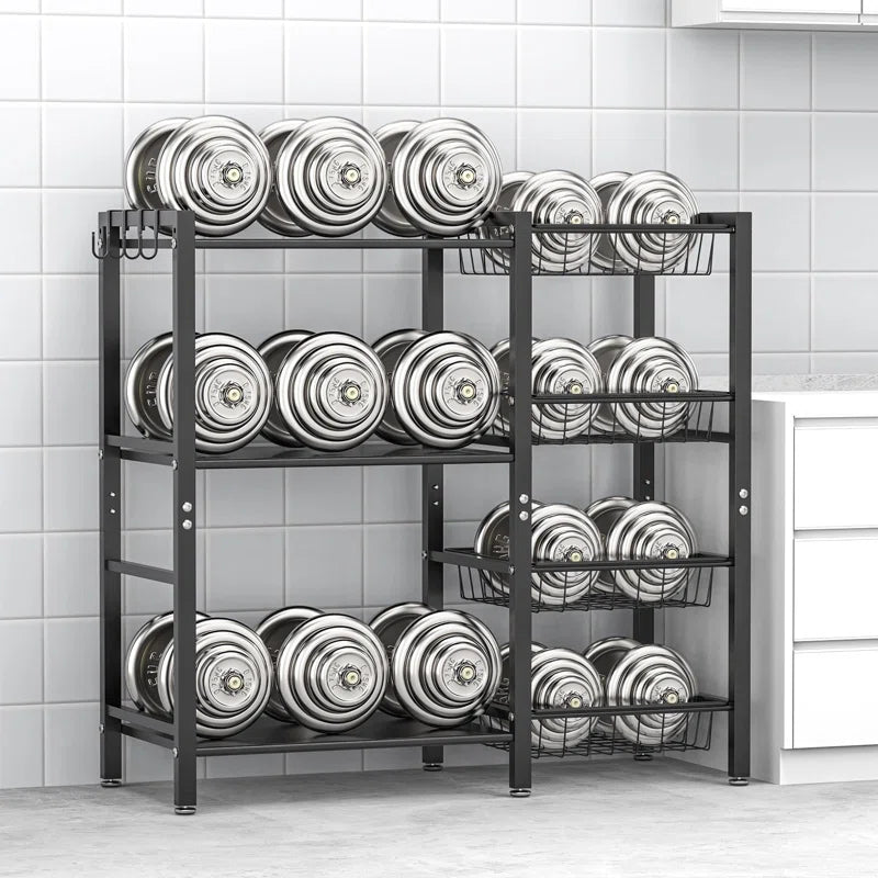 Kitchen Rack: Storage Rack with Steel Mesh Baskets for Kitchen Baker's Rack and Utility Microwave Oven Stand