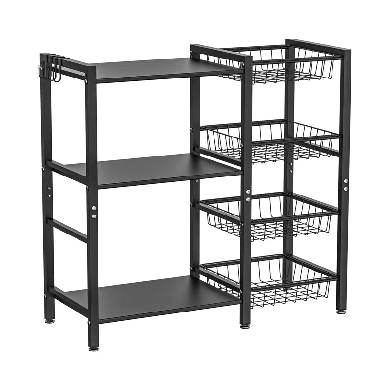 Kitchen Rack: Storage Rack with Steel Mesh Baskets for Kitchen Baker's Rack and Utility Microwave Oven Stand