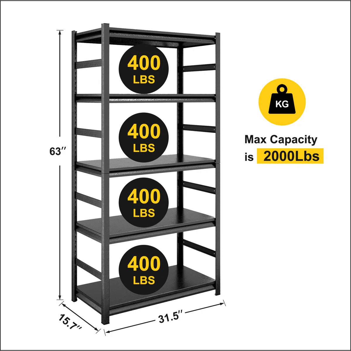 Kitchen Racks: 5-Tier Heavy-Duty Metal Shelving Unit with Adjustable Shelves and Kitchen Storage Rack