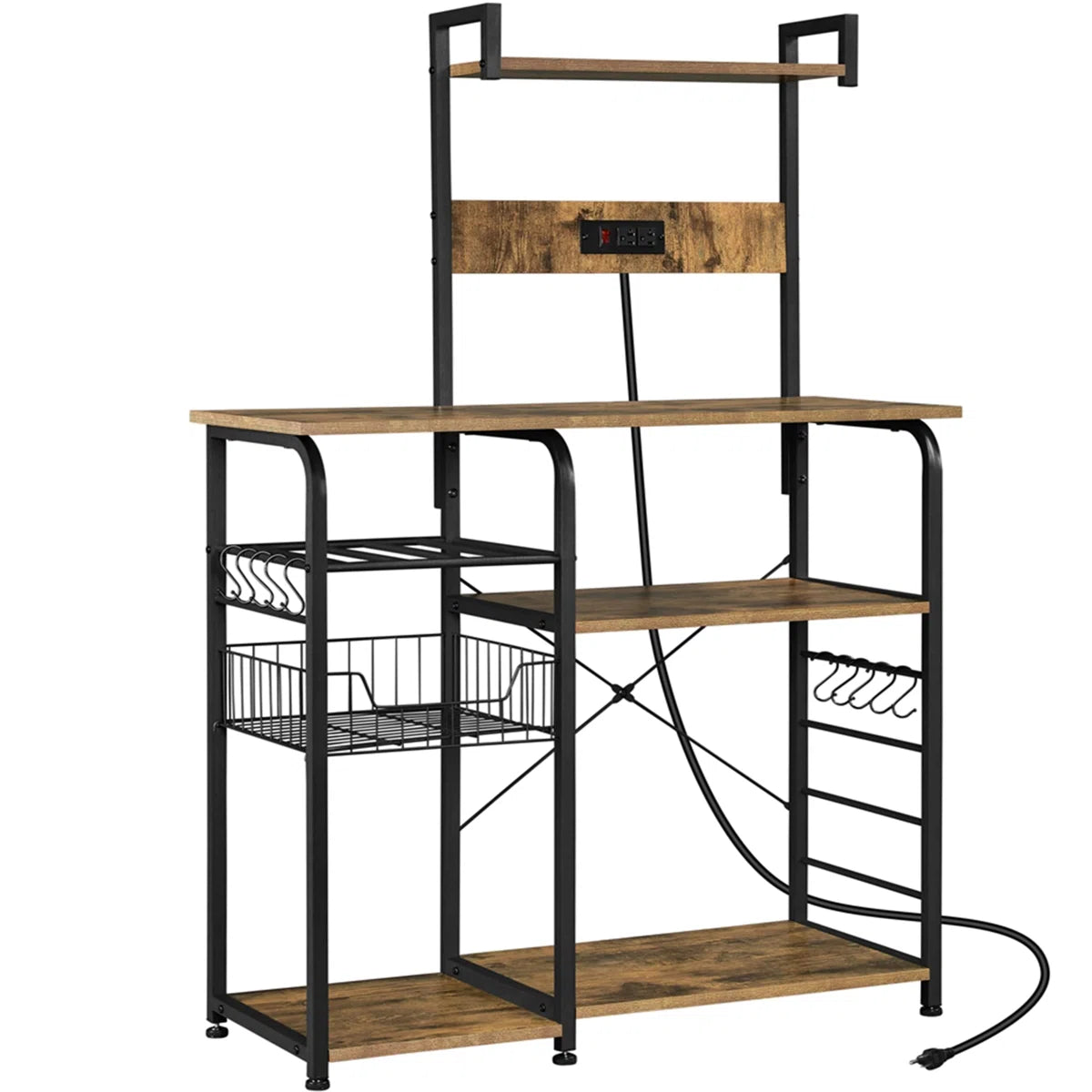 Kitchen Racks: 35.5" iron baker’s rack with microwave compatibility and sturdy design