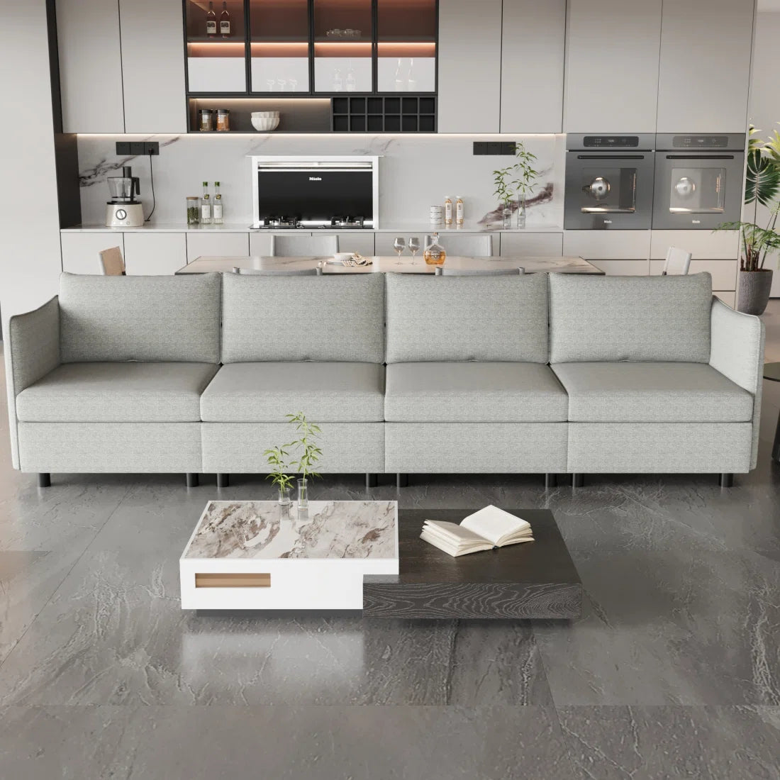 7 Seater Sofa Set: Modular Convertible Sectional Sofa with Storage Collection