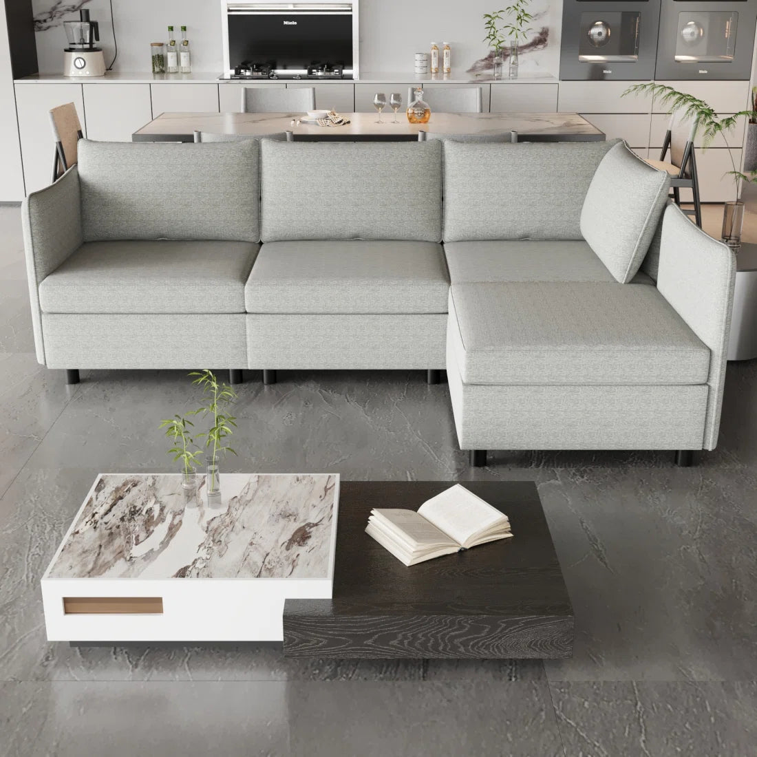 7 Seater Sofa Set: Modular Convertible Sectional Sofa with Storage Collection