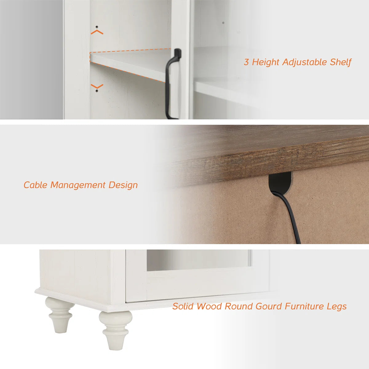tv panel: 3-in-1 TV stand fits 75–90" TVs, with glass and wood doors, Kitchen Sideboard Buffet Cabinet For Dining Room