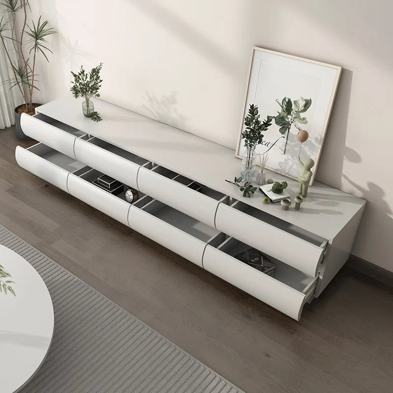 tv panel: 79.2" Nordic Style tv panel with 8 Spacious Storage Drawers