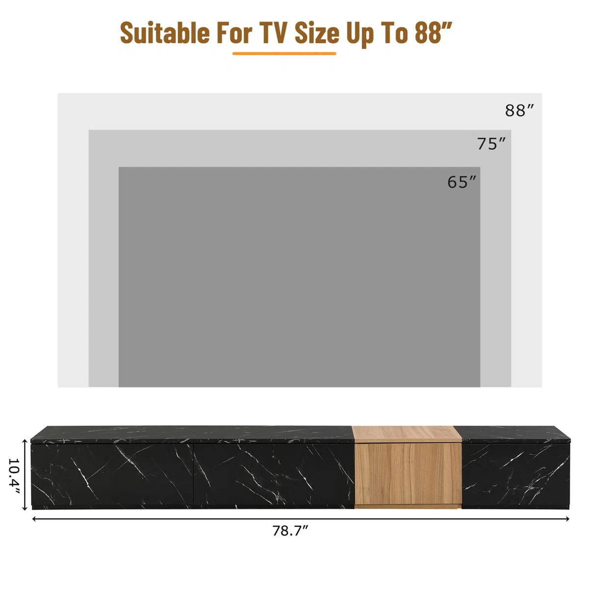 tv panel: Modern tv panel with Wood Grain Finish and 4 Drawers, Fits Up to 88" TVs