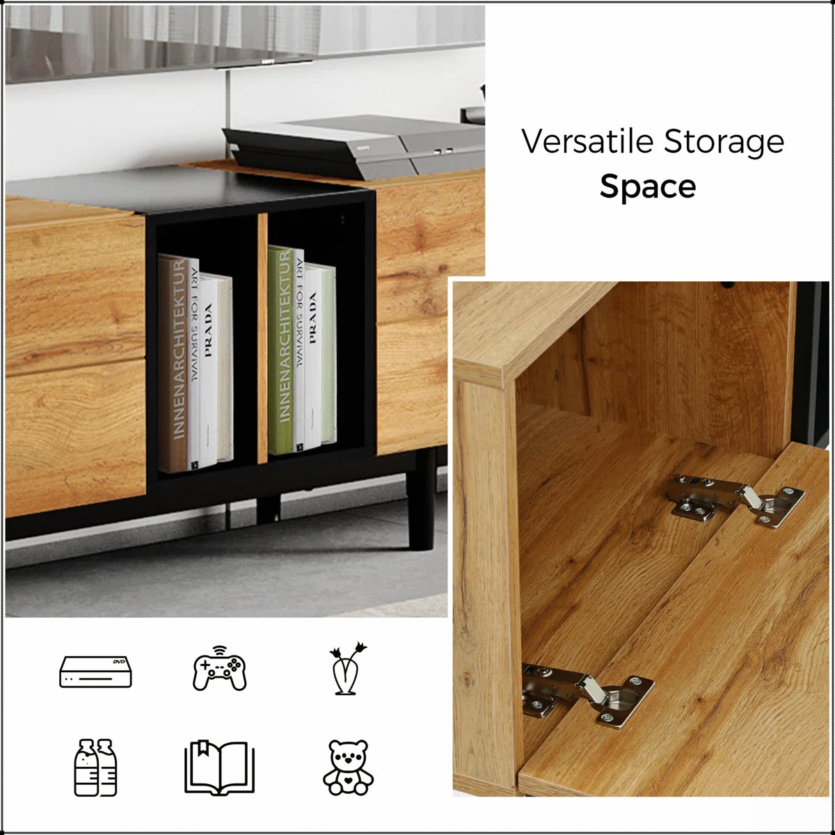 tv panel: tv panel for 80’’TV with 3 Doors, Media Console Table, Entertainment Center with Storage Cabinet