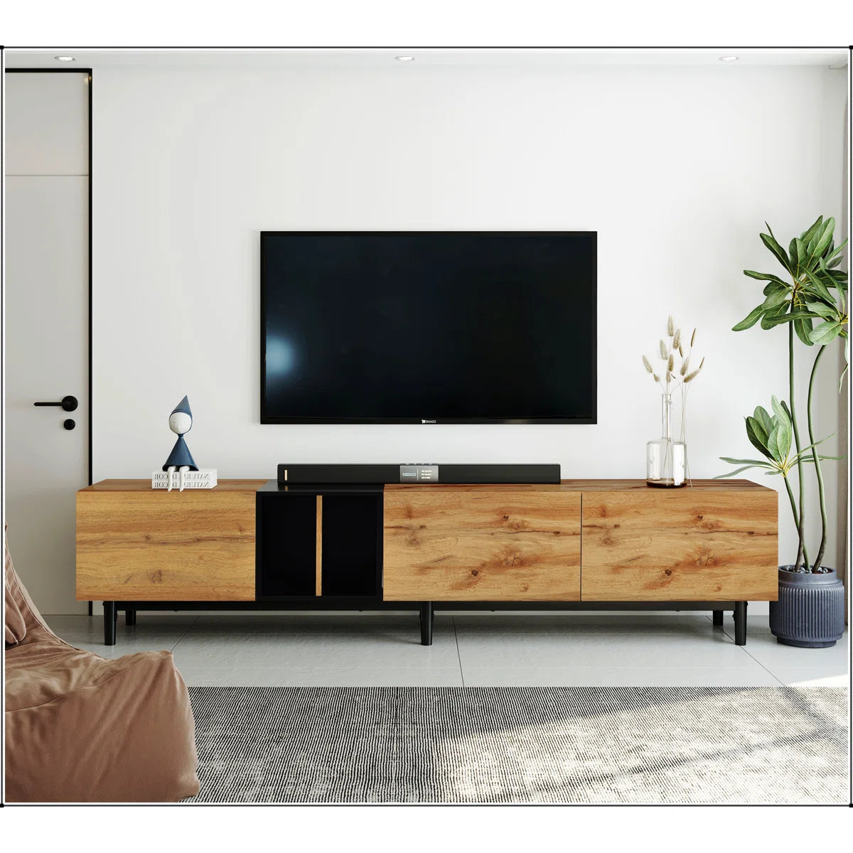 tv panel: tv panel for 80’’TV with 3 Doors, Media Console Table, Entertainment Center with Storage Cabinet