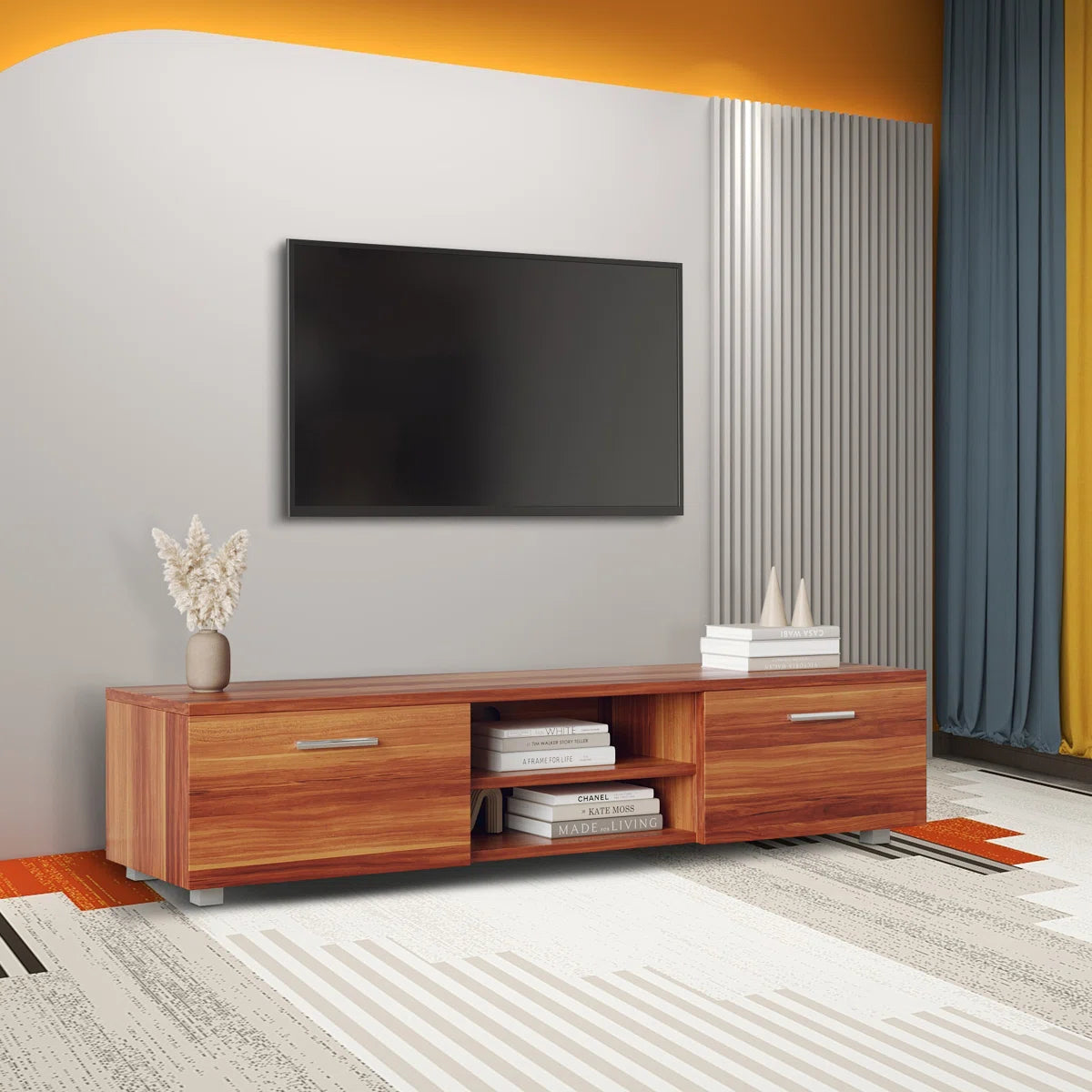 tv panel: Modern tv panel with Storage for TVs up to 55 Inches