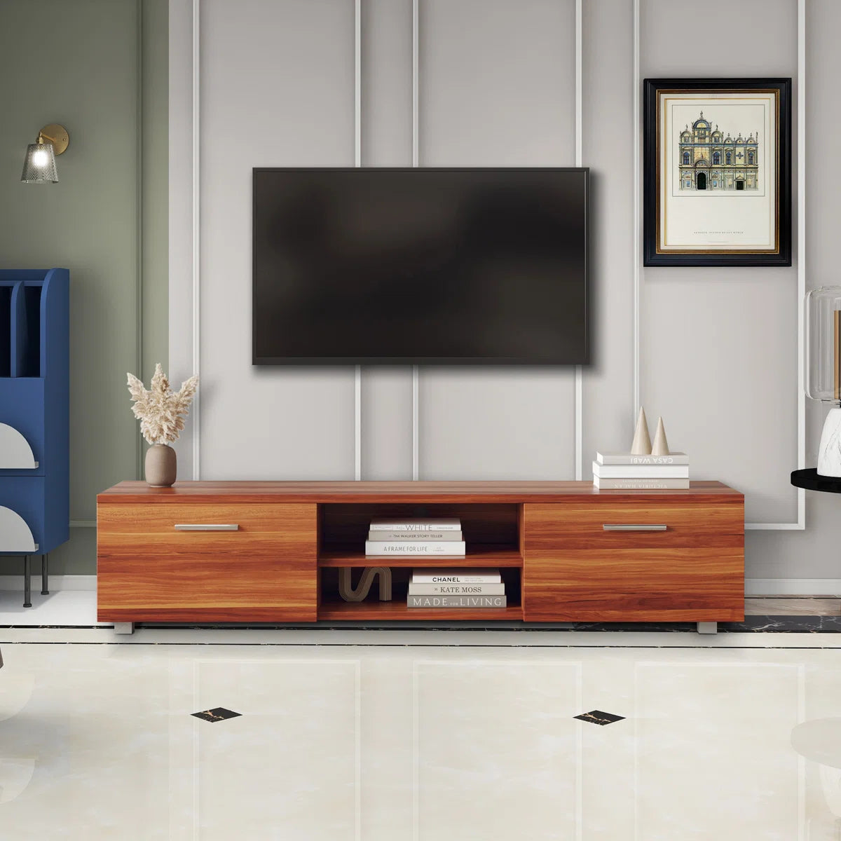 tv panel: Modern tv panel with Storage for TVs up to 55 Inches