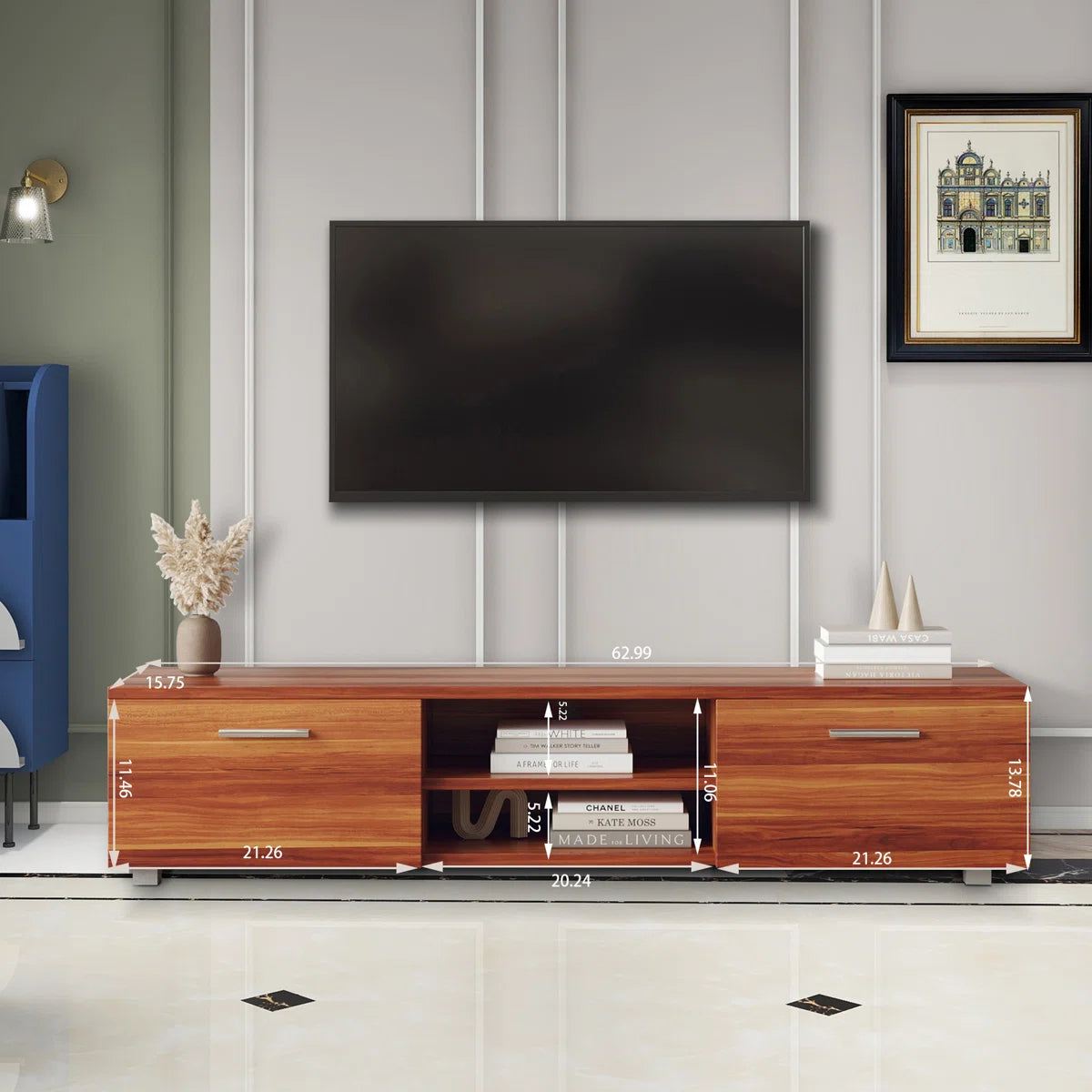tv panel: Modern tv panel with Storage for TVs up to 55 Inches